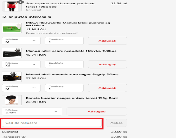 chenar cod reducere