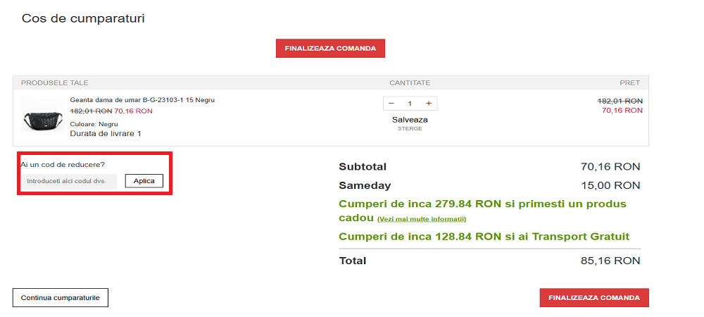chenar cod reducere